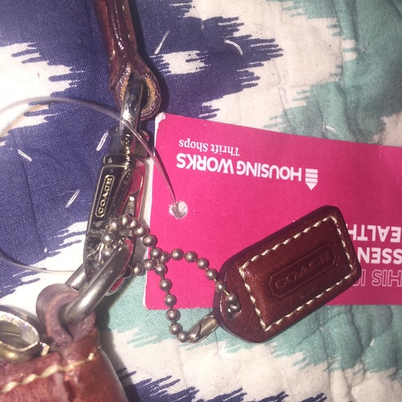 Small Brown Leather Coach Purse with Logo Dangle - Picture 3 of 8